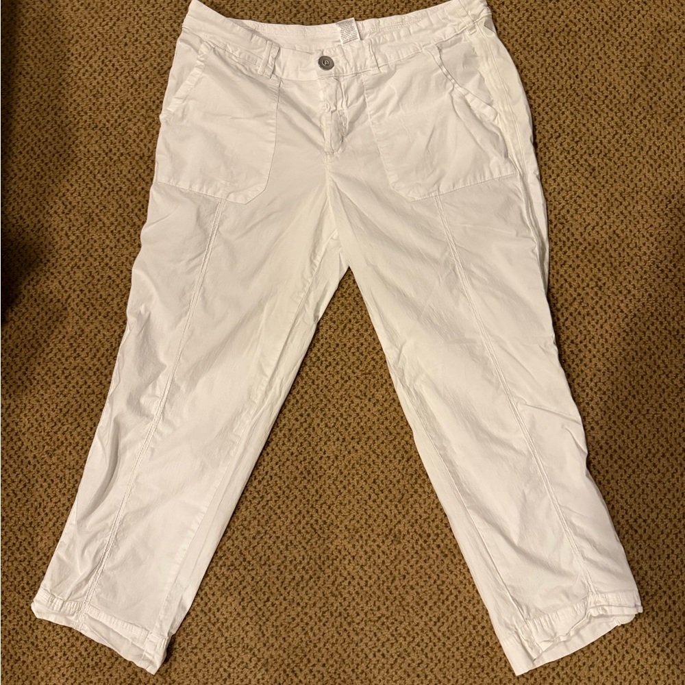 White Cropped Light Cotton Pants By Fresh Produce